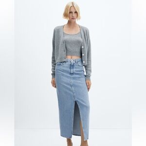 Mango Slit Denim Skirt Size Medium